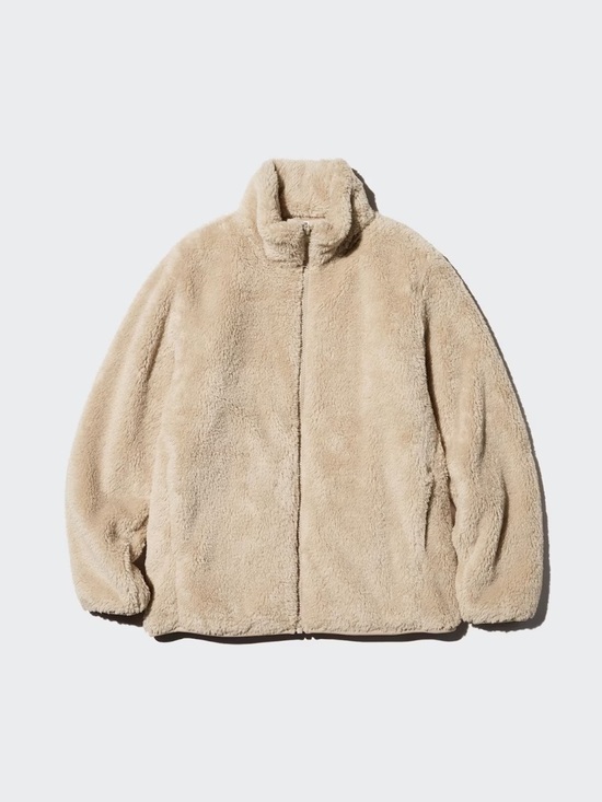 Uniqlo Jackets & Blazers - Uniqlo Light Brown (30 Natural), Sherpa Zip Jacket Yarn Fleece, Size XS